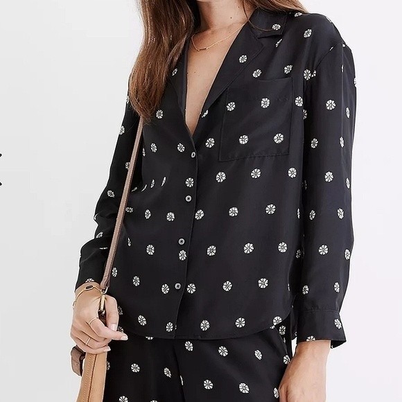 Madewell Tops - Madewell Silk Pajama Shirt in Bloom Dot